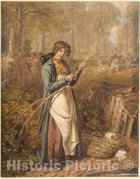 Art Print : Joshua Cristall - Barking Timber in Wychwood Forest, Oxfordshire : Vintage Wall Art