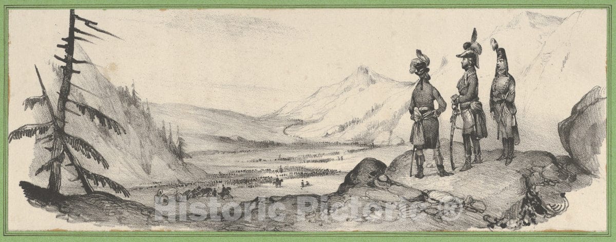 Art Print : Victor Adam - Three Soldiers in a Landscape : Vintage Wall Art