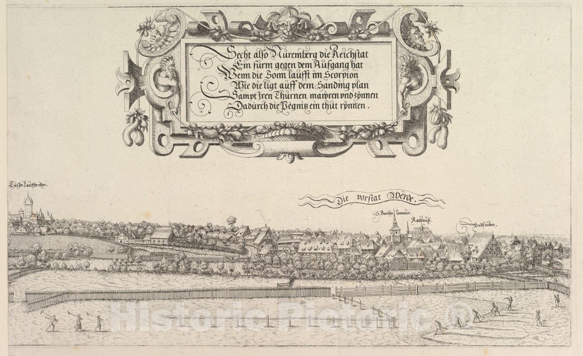 Art Print : Hanns Lautensack - View of Nuremberg, to The East, Right Plate : Vintage Wall Art