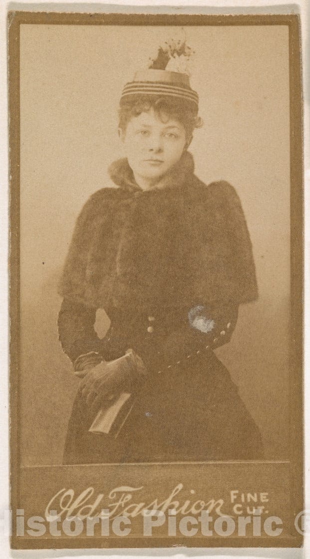 Photo Print : Actress Wearing Striped hat, from The Actresses Series (N664) Promoting Old Fashion Fine Cut Tobacco : Vintage Wall Art