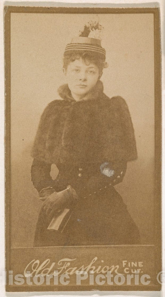 Photo Print : Actress Wearing Striped hat, from The Actresses Series (N664) Promoting Old Fashion Fine Cut Tobacco : Vintage Wall Art
