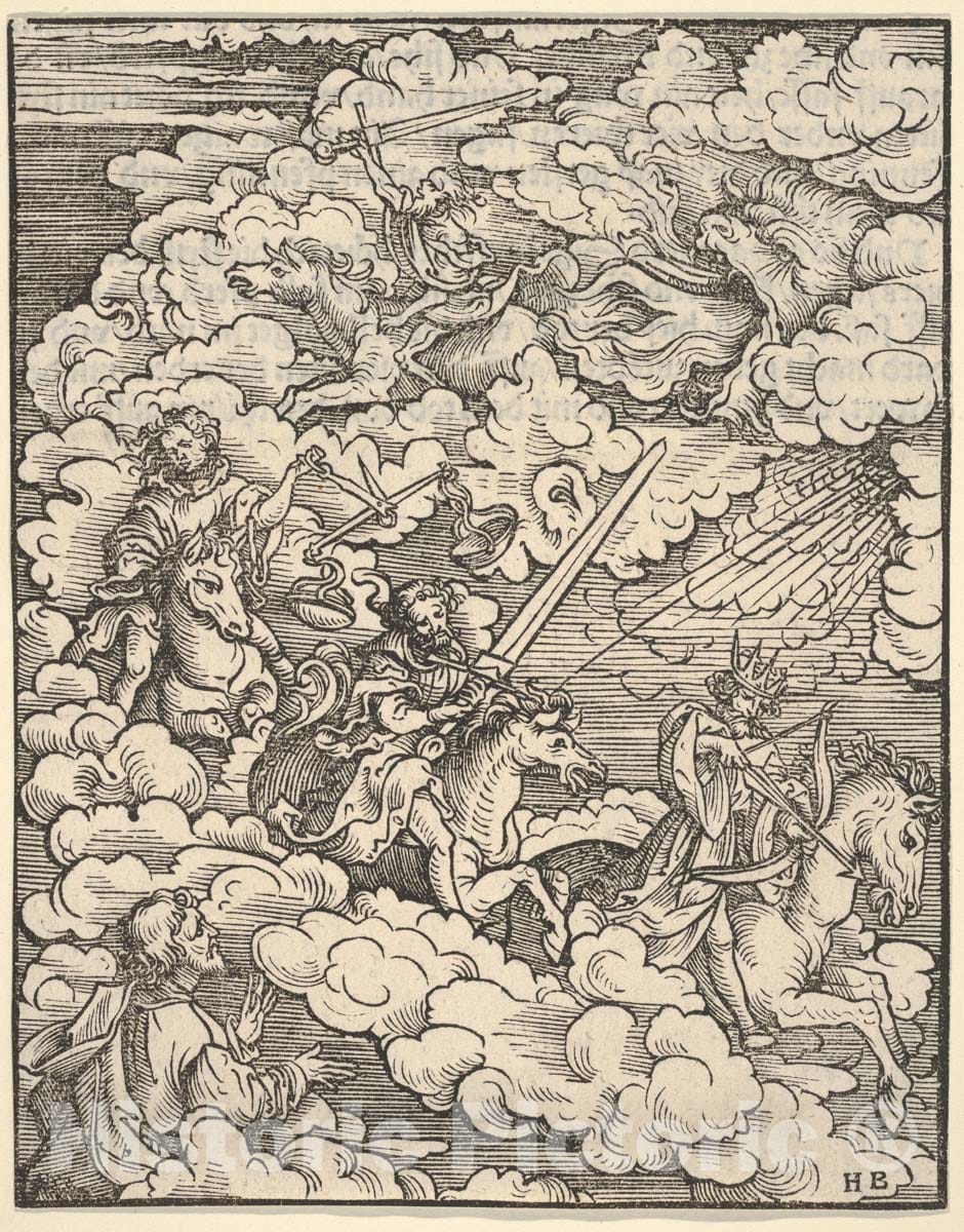 Art Print : Hans Burgkmair - The Apocalyptic Riders, from The Apocalypse : Vintage Wall Art