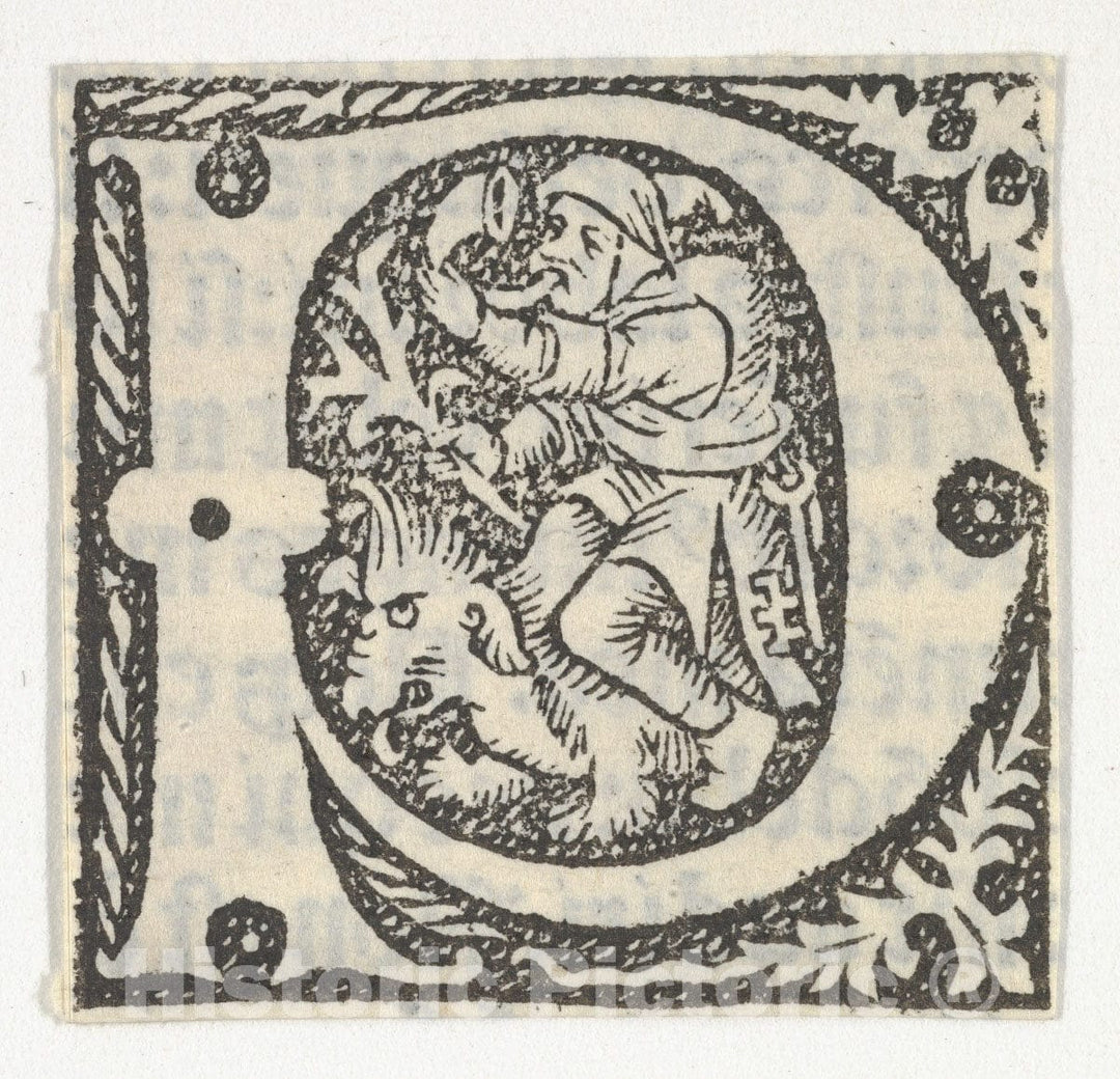 Art Print : Anonymous, French, 15th Century - Decorated Roman Alphabet 1 : Vintage Wall Art