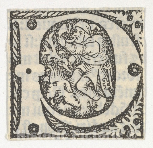 Art Print : Anonymous, French, 15th Century - Decorated Roman Alphabet 1 : Vintage Wall Art