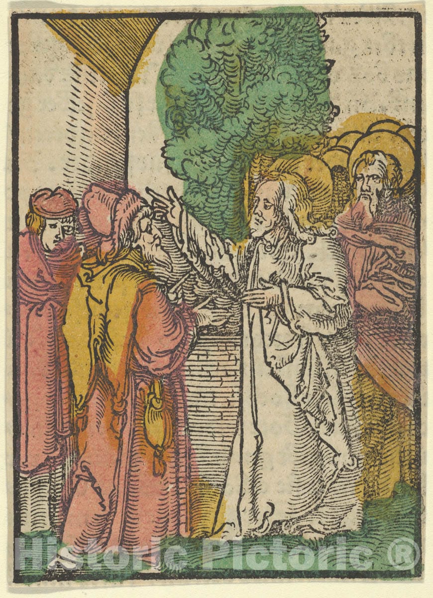 Art Print : Hans Schäufelein - Parable of The Pharisees and The Tax-Collector, from Das Plenarium : Vintage Wall Art