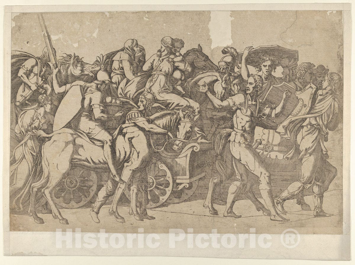 Art Print : Antonio Fantuzzi - Marching Troops with Shields : Vintage Wall Art