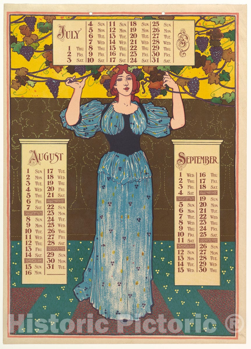 Art Print : Louis John Rhead - July, August, September : Vintage Wall Art