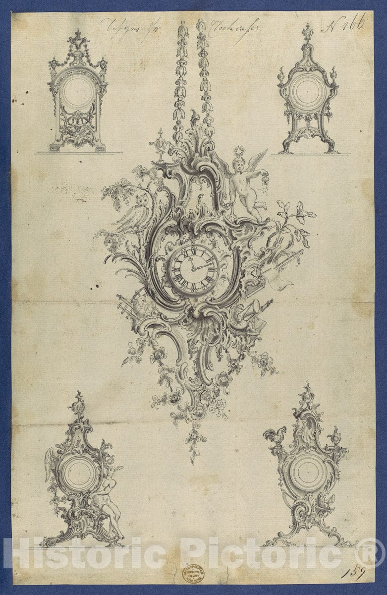 Art Print : Thomas Chippendale - Clock Cases, in Chippendale Drawings, Vol. I 2 : Vintage Wall Art