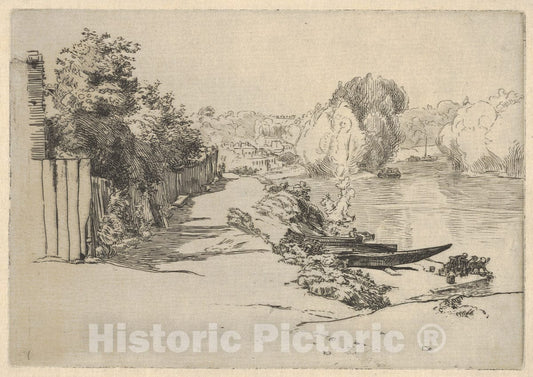 Art Print : Félix Bracquemond - La Seine à Bas Meudon : Vintage Wall Art