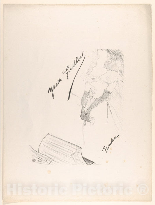 Art Print : Henri de Toulouse-Lautrec - Frontispiece - Yvette Guilbert Before The Prompter's Box : Vintage Wall Art