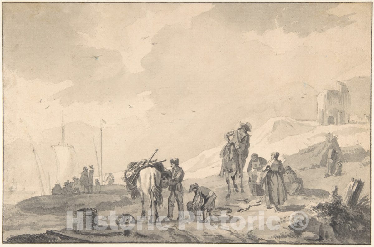 Art Print : Hendrick Verschuring - Landscape with Figures : Vintage Wall Art