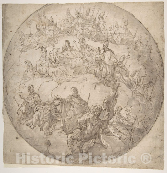 Art Print : Francesco de Mura - Kings, Bishops and Popes: Design for Ceiling. : Vintage Wall Art