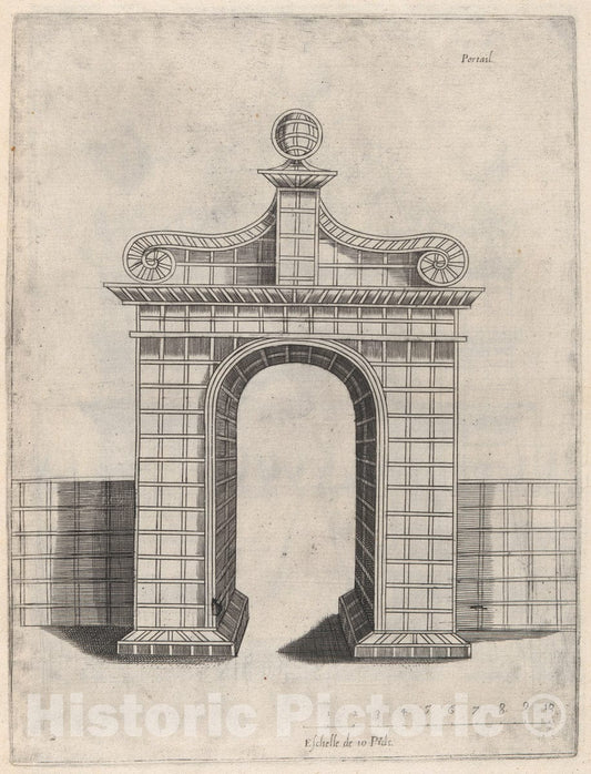 Art Print : Designed by Isaac Leschevin - Vraye Representations Des Portals, Palissades et Pavillions. : Vintage Wall Art