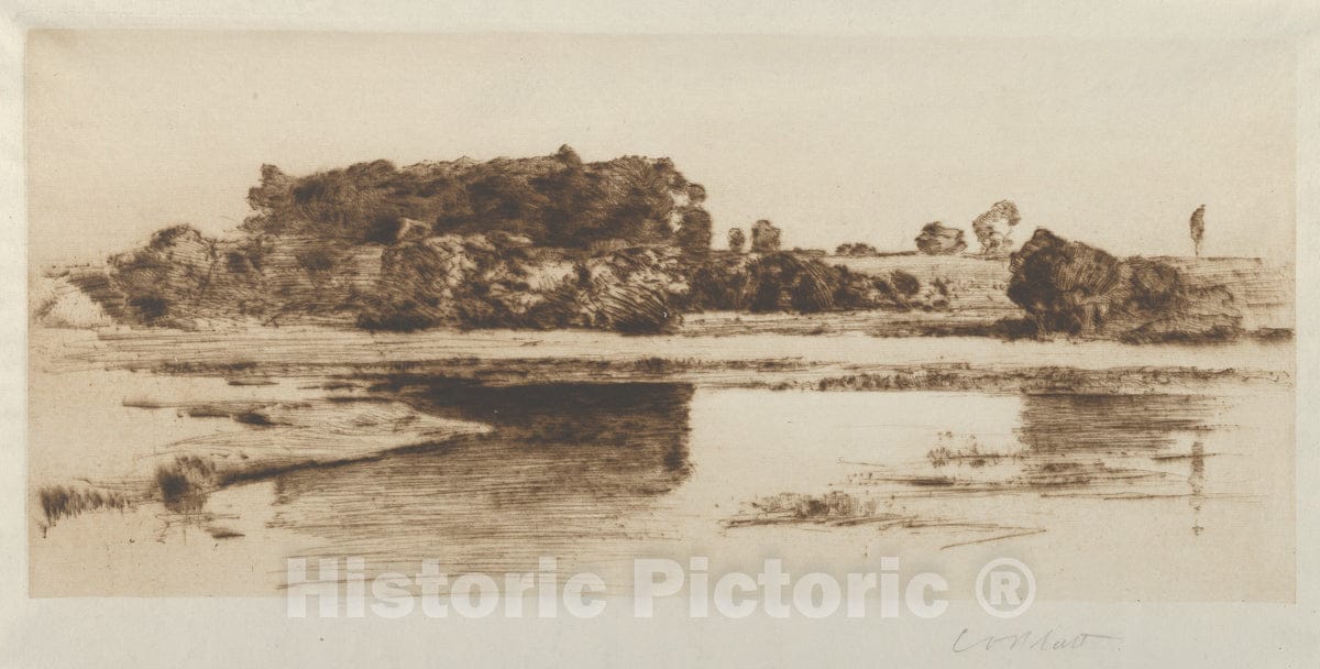 Art Print : Charles Adams Platt - The Charles River : Vintage Wall Art