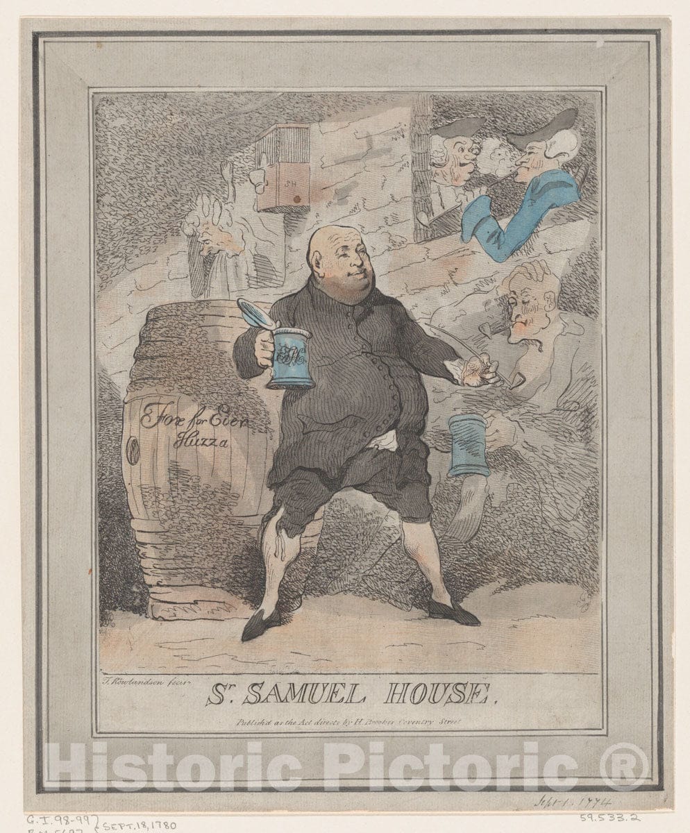 Art Print : Thomas Rowlandson - Sir Samuel House : Vintage Wall Art