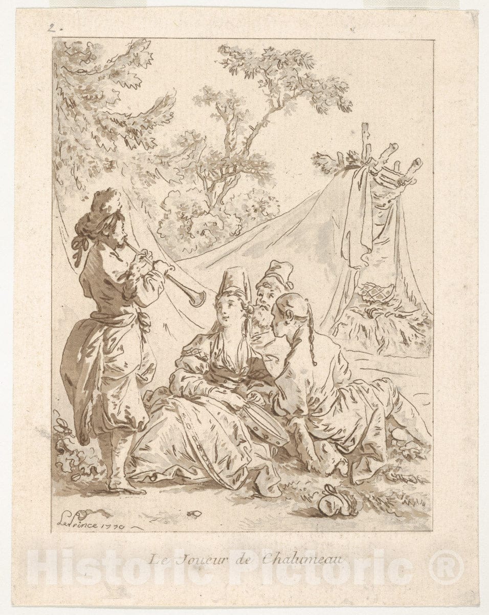 Art Print : Jean-Baptiste Le Prince - Le Joueur de Chalumeau : Vintage Wall Art