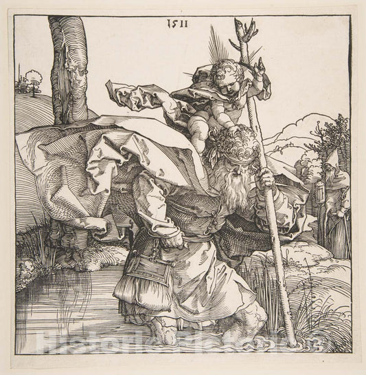 Art Print : Albrecht Dürer - Saint Christopher 2 : Vintage Wall Art