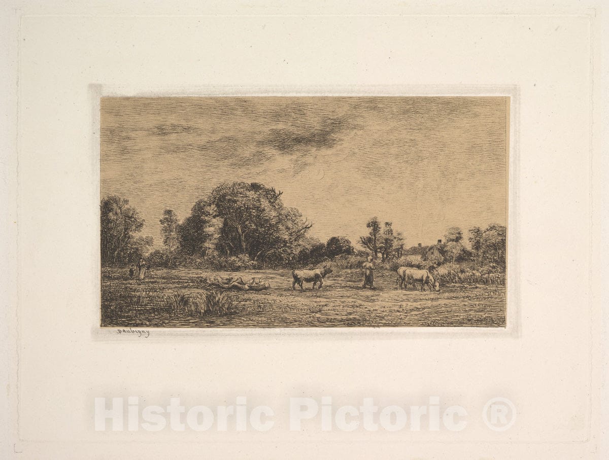 Art Print : Charles-François Daubigny - Moonrise : Vintage Wall Art