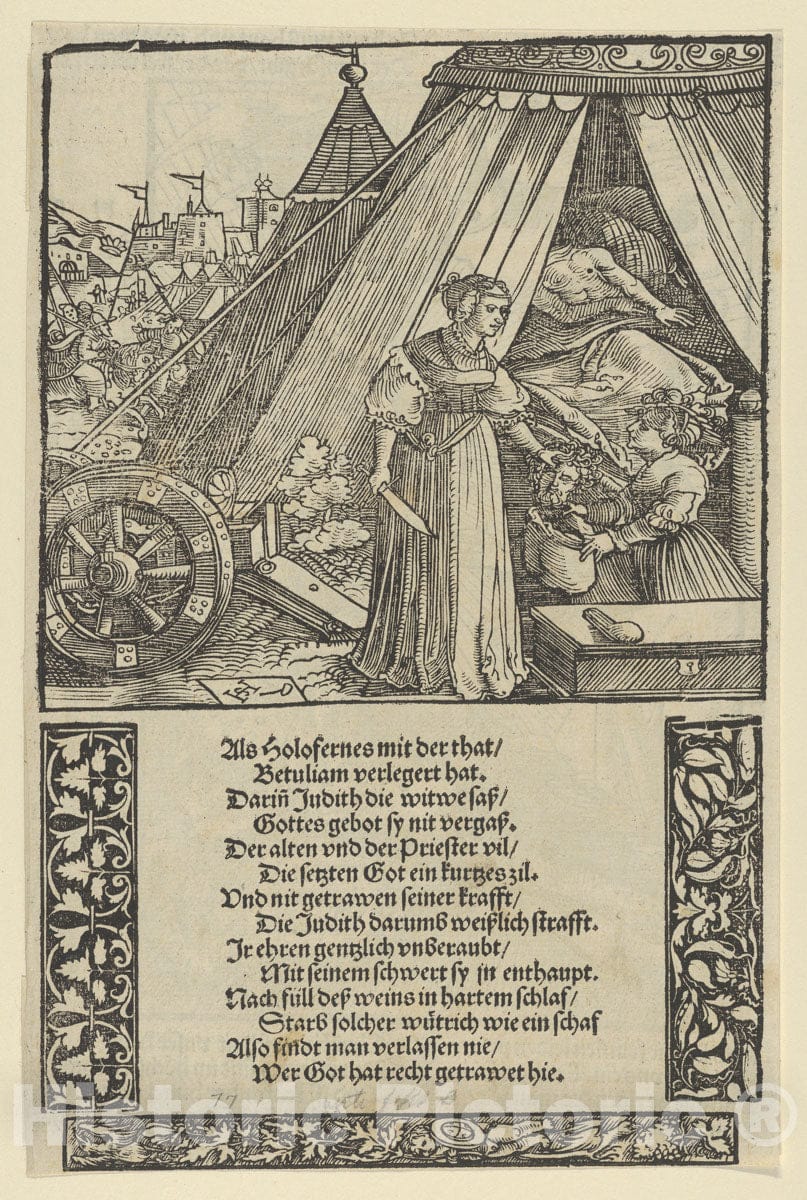 Art Print : Hans Schäufelein - Judith with The Head of Holophernes, from Das Büchle Memorial : Vintage Wall Art