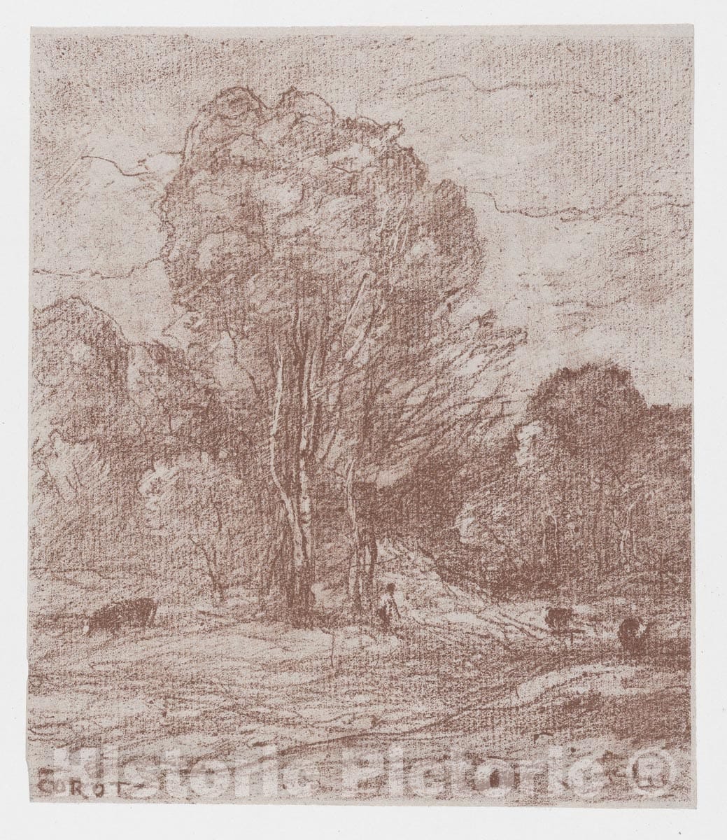 Art Print : Camille Corot - The Cows' Resting Place (Le Dormoir des vâches) : Vintage Wall Art
