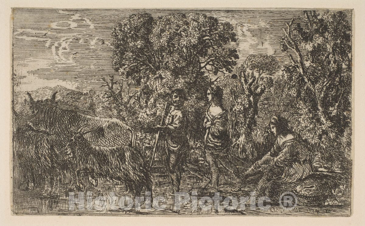 Art Print : Claude Lorrain (Claude Gellée) - The Ford v.1 : Vintage Wall Art