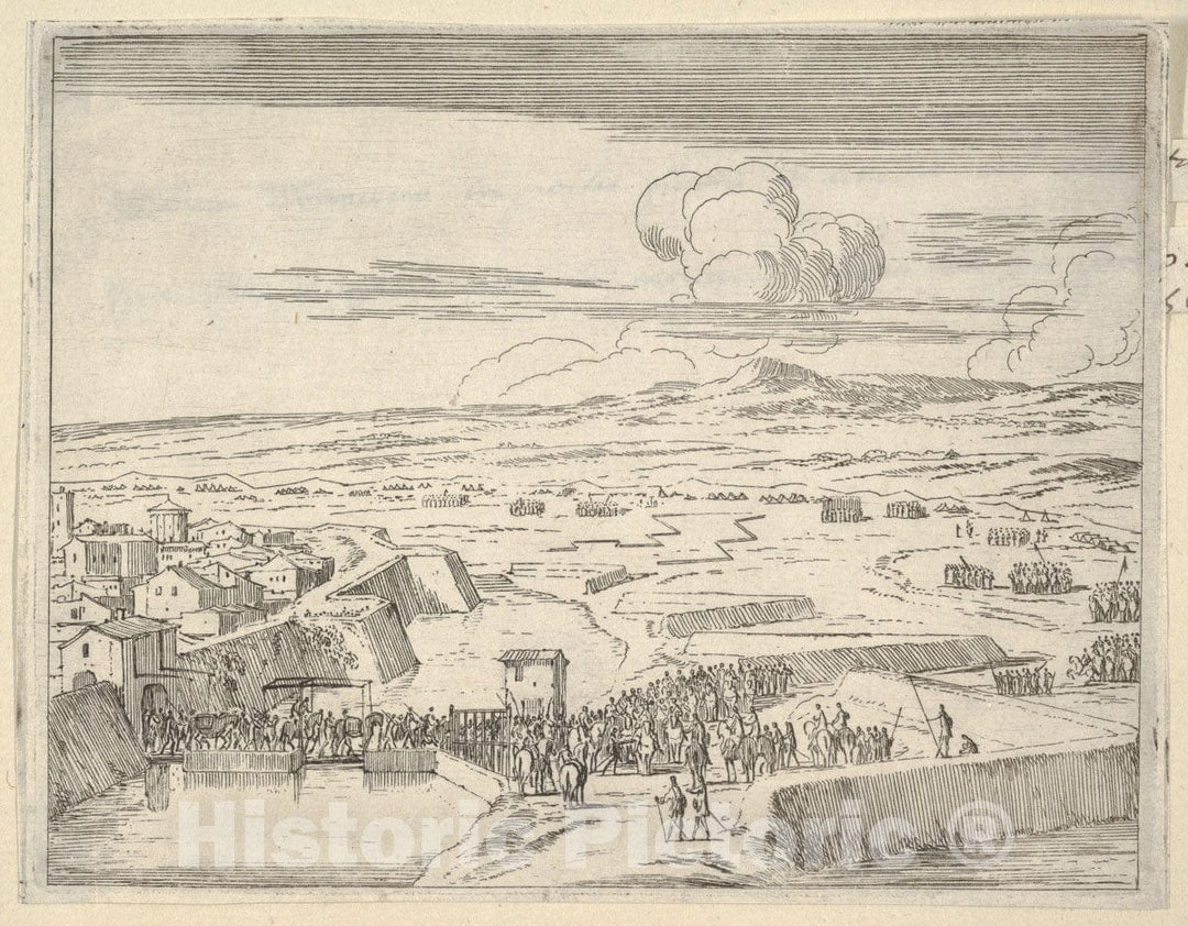 Art Print : After a Few Days of Seige with The French Army - Artist: Bartolomeo Fenice (Fenis) - Created: 1659 : Vintage Wall Art