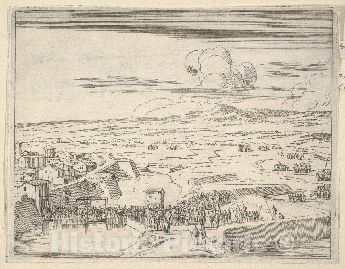 Art Print : After a Few Days of Seige with The French Army - Artist: Bartolomeo Fenice (Fenis) - Created: 1659 : Vintage Wall Art