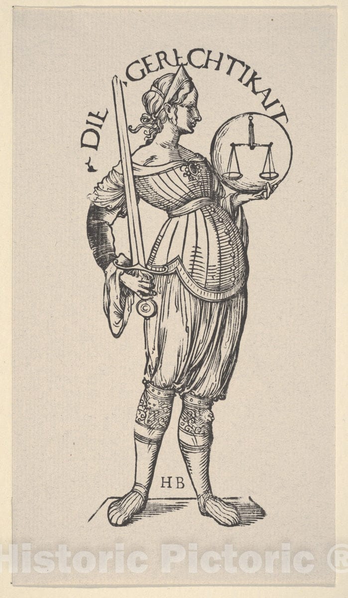 Art Print : Justice - Artist: Hans Burgkmair - Created: 1922 : Vintage Wall Art