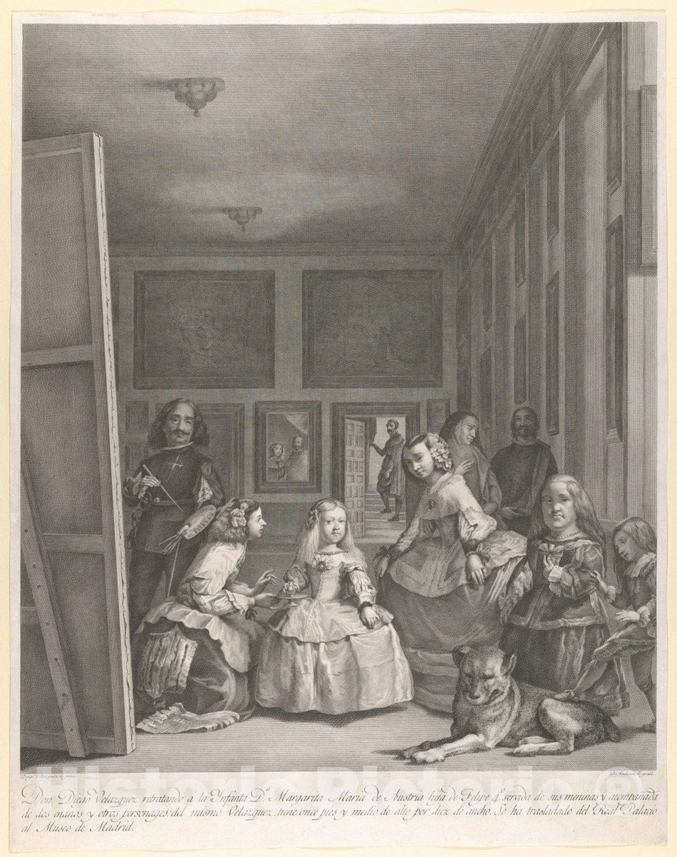 Art Print : Las Meninas: The Family of Philip IV - Artist: Pierre Audouin - Created: 1799 : Vintage Wall Art