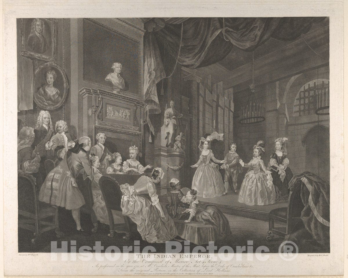 Art Print : Engraved by Robert Dodd - The Indian Emperor, or, The Conquest of Mexico, Act 4, Scene 4 : Vintage Wall Art