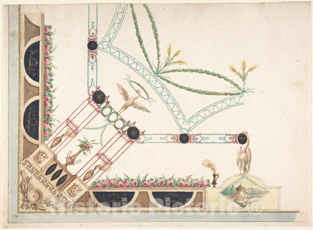 Art Print : Italian, First Half of The 18th Century - Design for a Ceiling : Vintage Wall Art