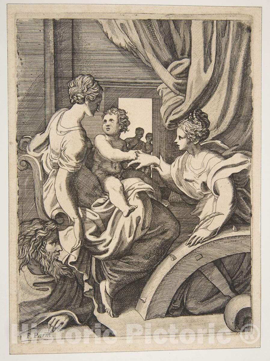 Art Print : Anonymous, Italian, 16th Century - The Mystic Marriage of Saint Catherine : Vintage Wall Art