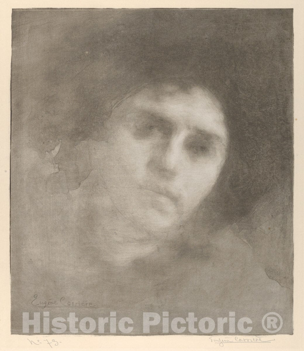 Art Print : Eugène Carrière - Mme Eugène Carrière (Tête/Head) : Vintage Wall Art