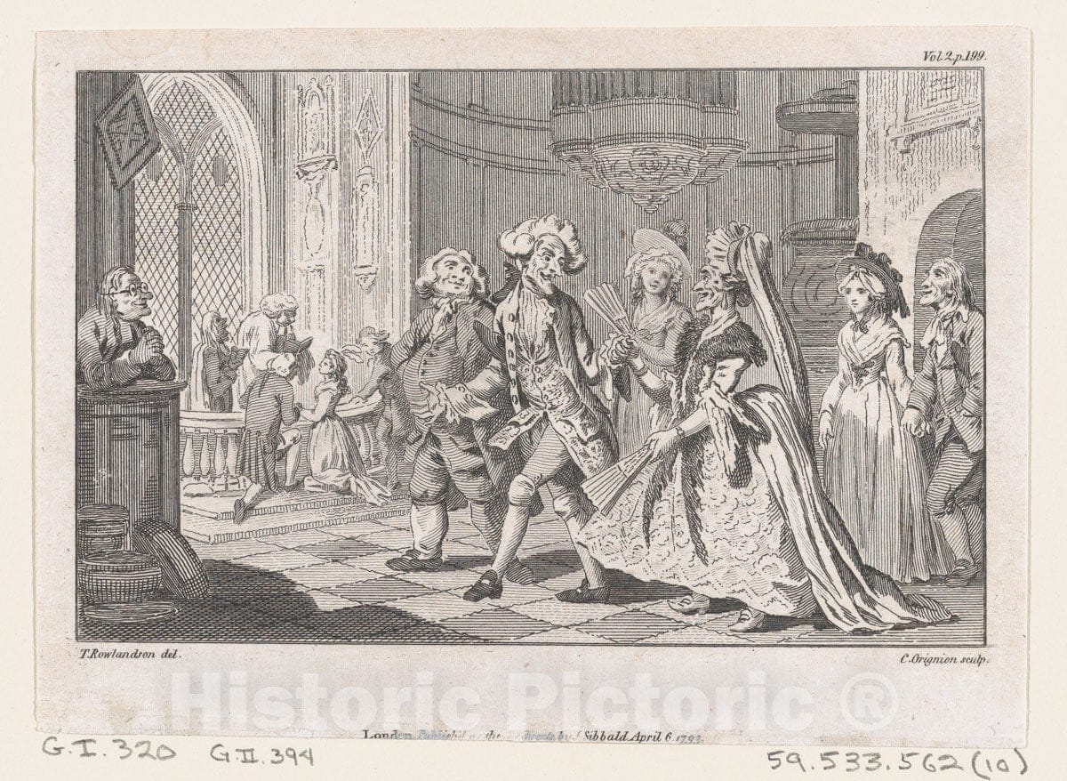 Art Print : The Wedding of Lismahago and Tabitha - Artist: James Sibbald - Created: 1793 : Vintage Wall Art