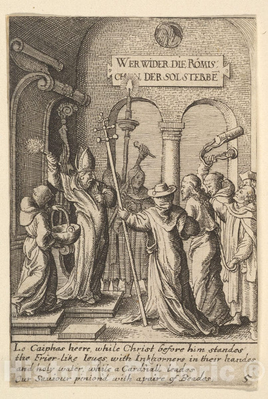 Art Print : Wenceslaus Hollar, Jesus Before Caiaphas - Vintage Wall Art