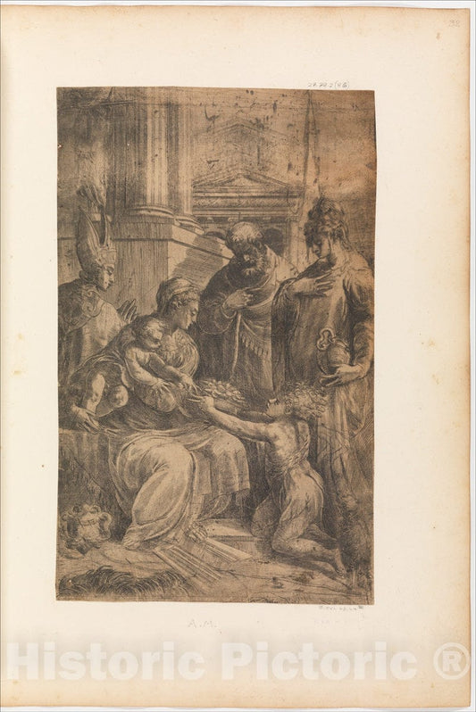 Art Print : Andrea Schiavone (Andrea Meldola) - Holy Family with Saints 2 : Vintage Wall Art