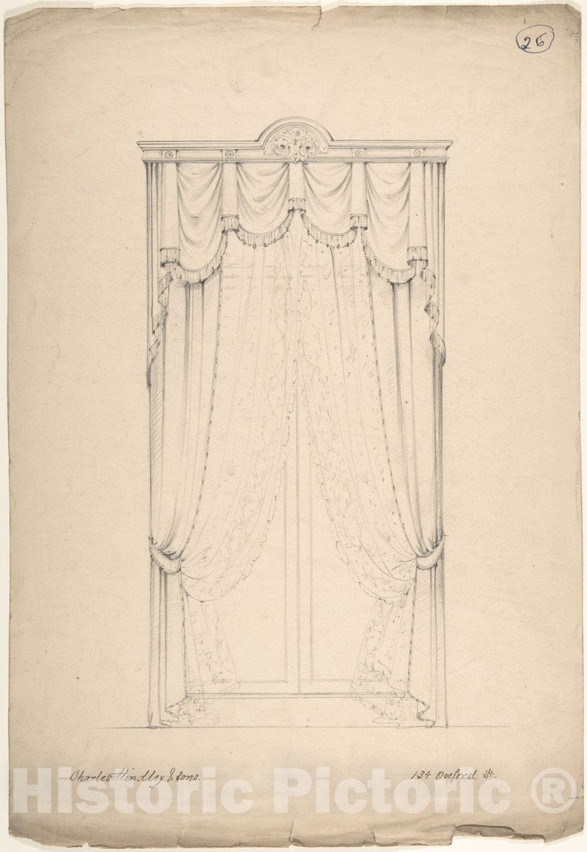 Art Print : Charles Hindley and Sons - Design for Curtains 5 : Vintage Wall Art
