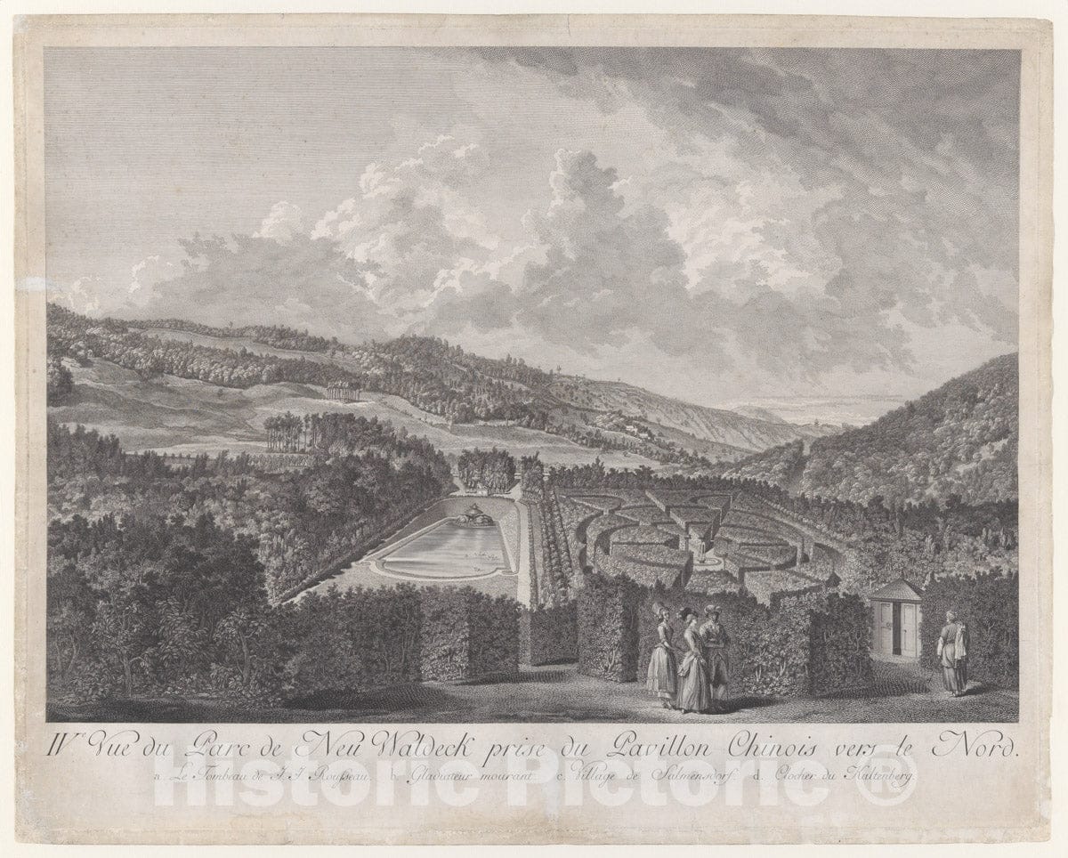 Art Print : Jakob Matthias Schmutzer - IVe Vue du PARC de Neu-Waldeck Prise du Pavillon Chinois vers le Nord : Vintage Wall Art