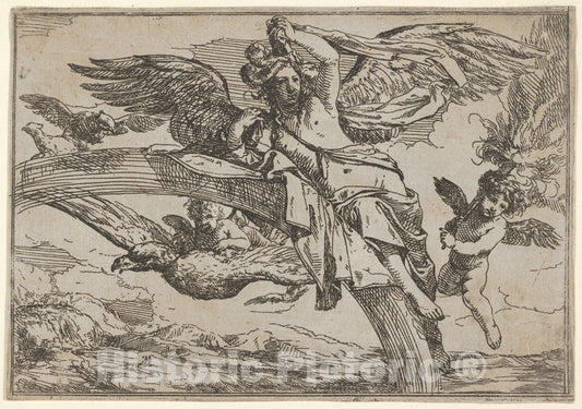 Art Print : Air, Represented by Iris Reclining on her Rainbow - Artist: Giulio Carpioni - Created: : Vintage Wall Art