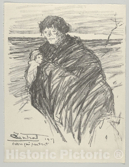 Art Print : Louis-Robert Antral - Celles qui partent, from Les Evacués : Vintage Wall Art