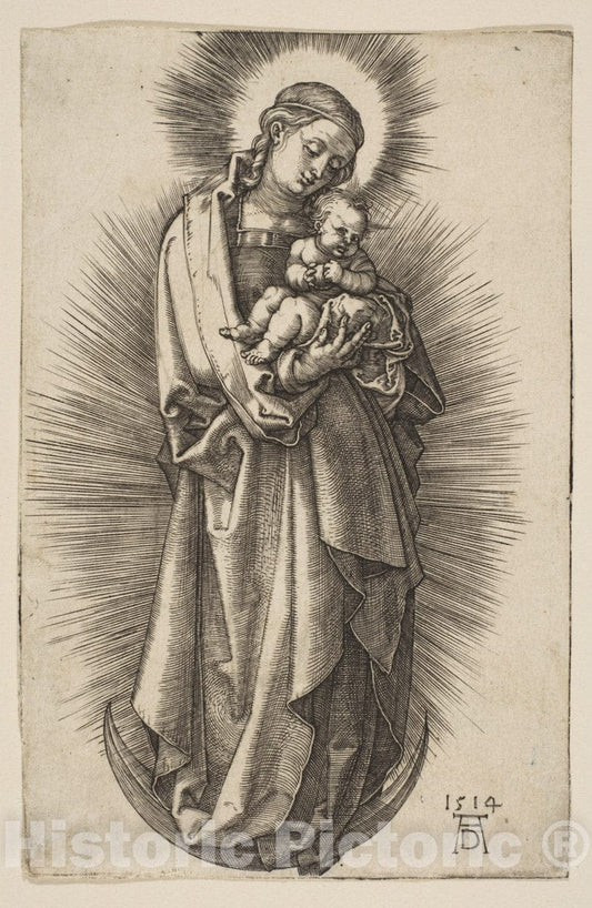 Art Print : Albrecht Dürer - Virgin and Child on The Crescent with a Diadem : Vintage Wall Art