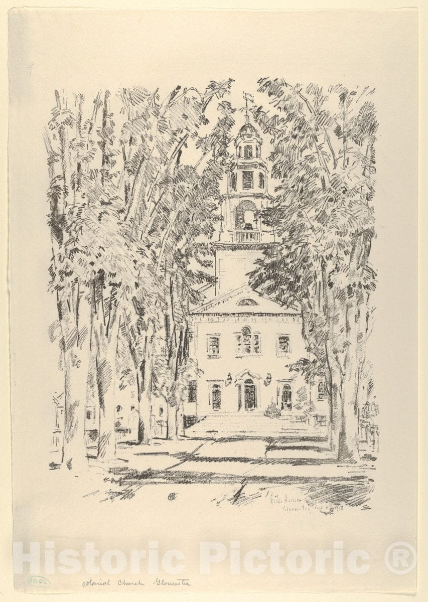 Art Print : Childe Hassam - Colonial Church, Gloucester : Vintage Wall Art