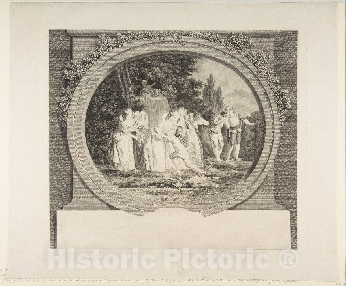 Art Print : Jean Honoré Fragonard - Jeu de Societe Dans un PARC 2 : Vintage Wall Art