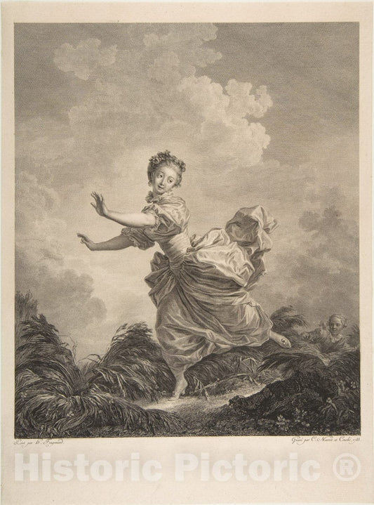 Art Print : Jean Honoré Fragonard - La Fuite a Dessein : Vintage Wall Art