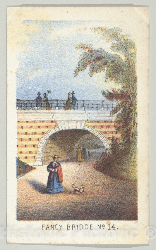 Art Print : Louis Prang & Co. - Fancy Bridge No. 14, from The Series, Views in Central Park, New York, Part 3 : Vintage Wall Art