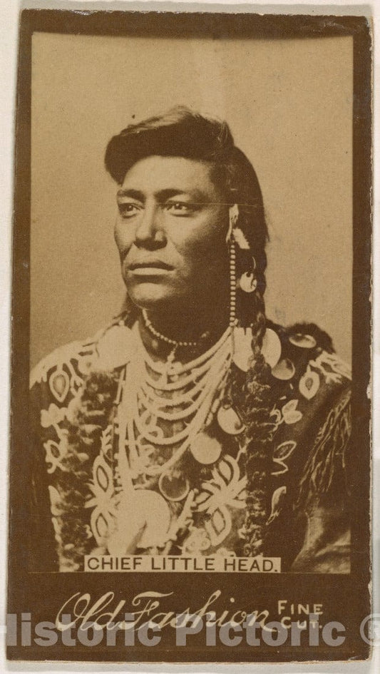 Photo Print : Chief Little Head, from The Indian Chiefs Series (N681) Promoting Old Fashion Fine Cut Tobacco : Vintage Wall Art