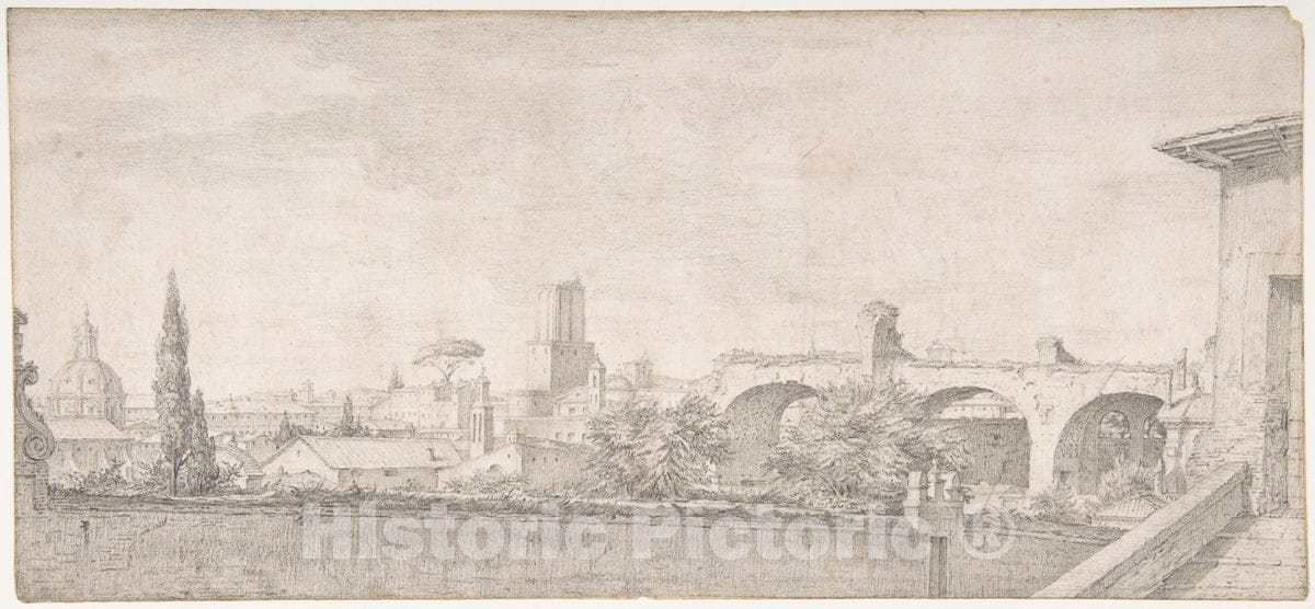 Art Print : Pierre Charles Jombert - View of Rome from The Palatine : Vintage Wall Art