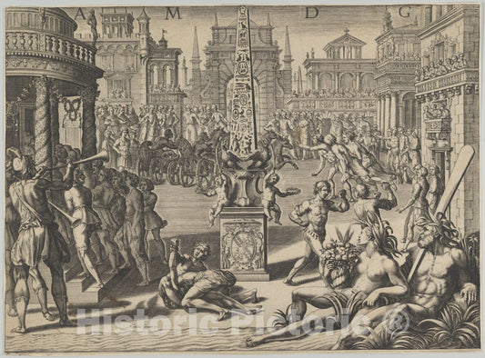 Art Print : Matthaeus Greuter - Horse Racing in a Roman Hippodrome : Vintage Wall Art