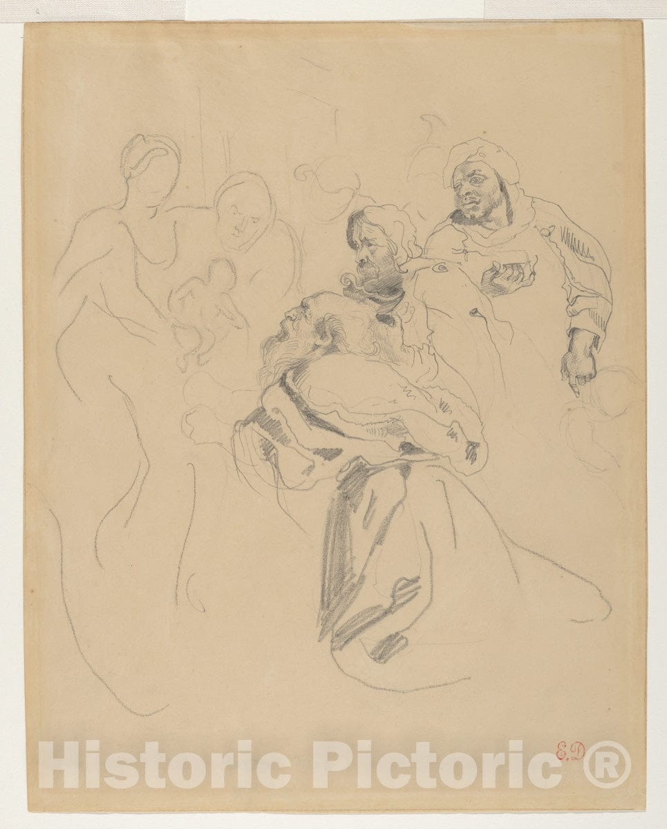 Art Print : Eugène Delacroix - Adoration of The Magi, After Rubens' 'Adoration of The Magi' : Vintage Wall Art