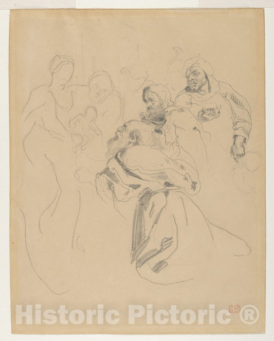 Art Print : Eugène Delacroix - Adoration of The Magi, After Rubens' 'Adoration of The Magi' : Vintage Wall Art